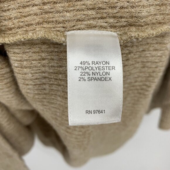 J Jill Wearever Cowl Neck Top Hi Low Hem Half Sleeve Soft Tan Knit Womens Medium - Picture 3 of 4